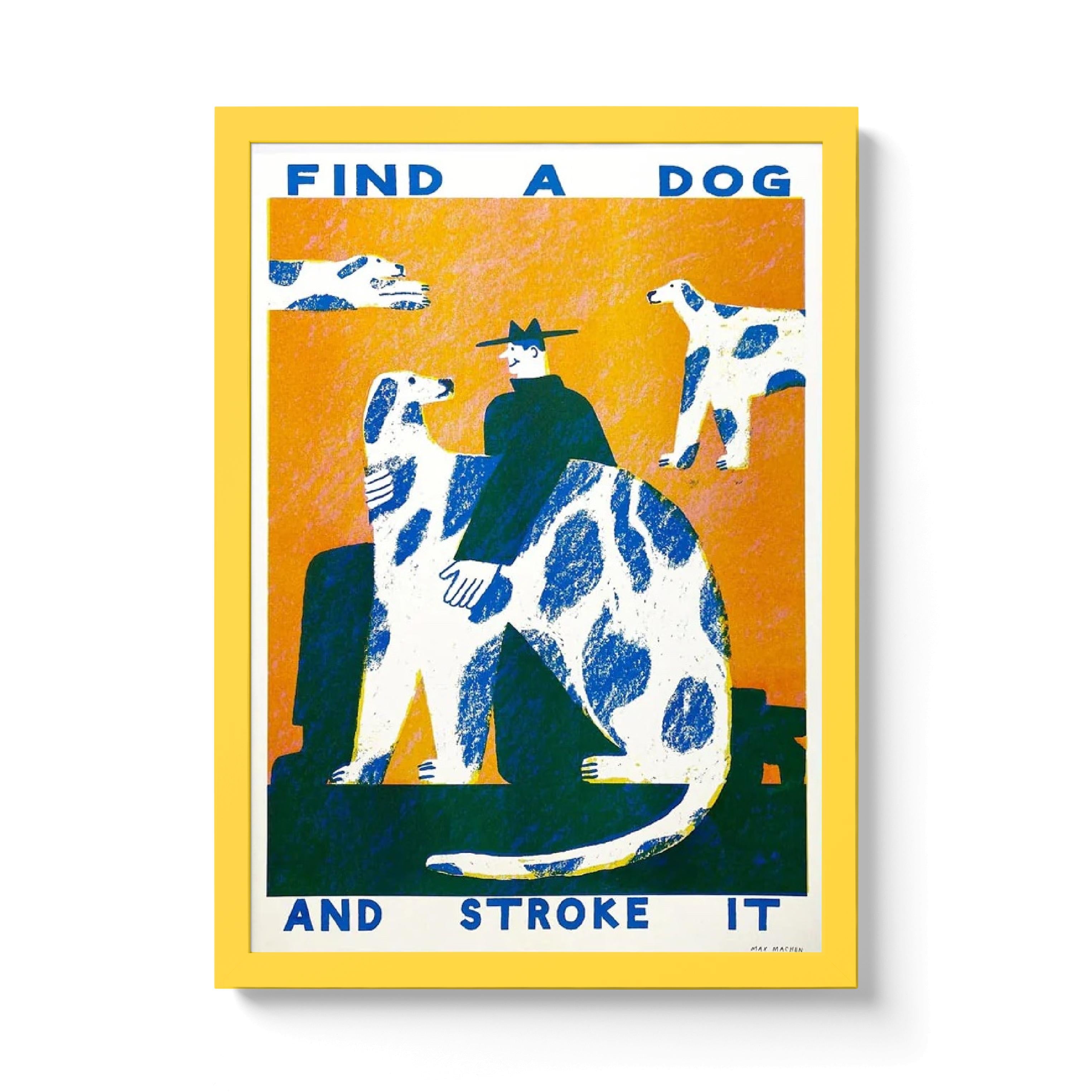 Paula McArdle シルクスクリーン　Dog and Bone artwork-yellow_61b9cb3b-f5e0-