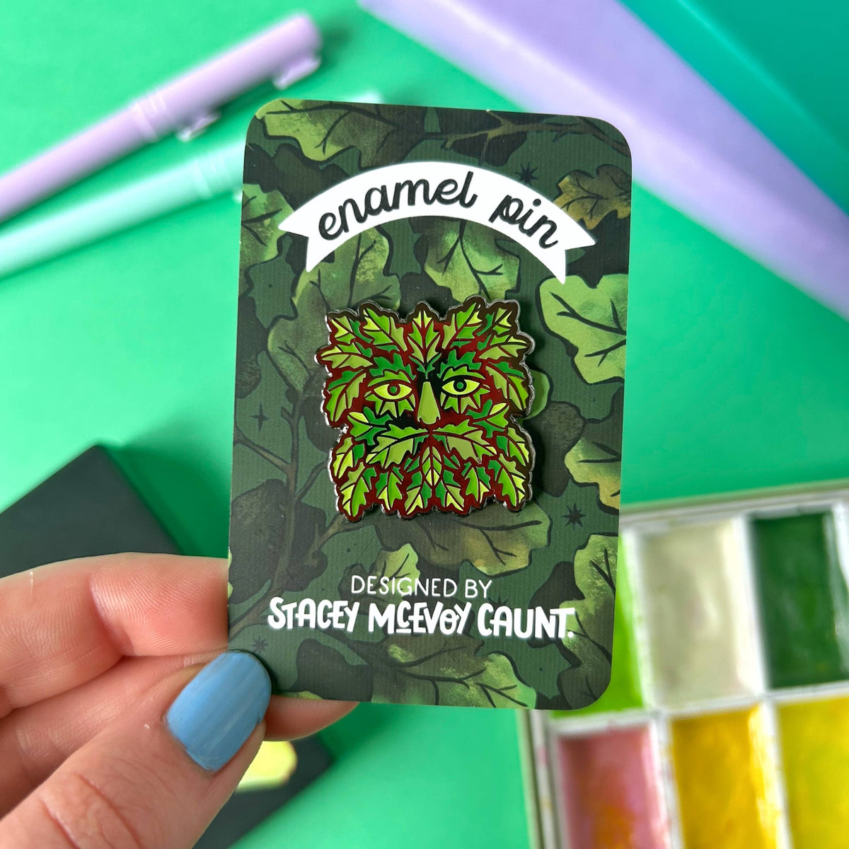 Man Symbol Pin Green Man Enamel Pin – National Park Print Shop